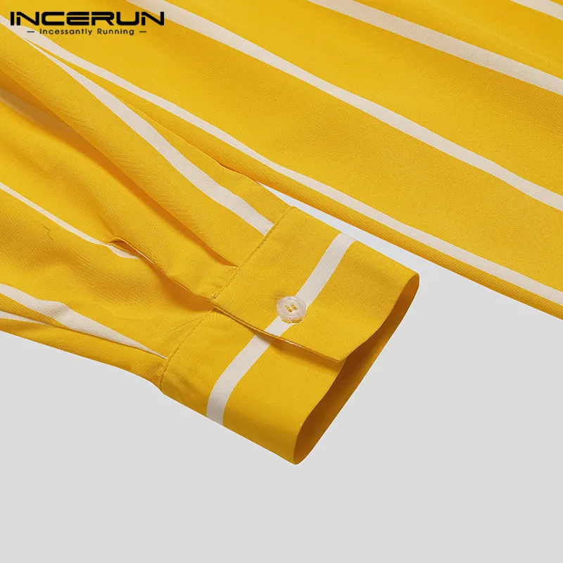

Men Striped Fashion Shirts INCERUN Long Sleeve Lapel Button Blouse Man Casual Pocket Camisa Spring Streak Shirt Masculina 5XL 7