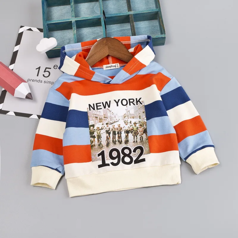 Одежда для маленьких мальчиков осенний Детский свитер пуловер в полоску с