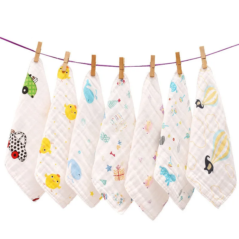 Детский слюнявчик 25*25 см детский мультяшный принт шестислойный марлевый