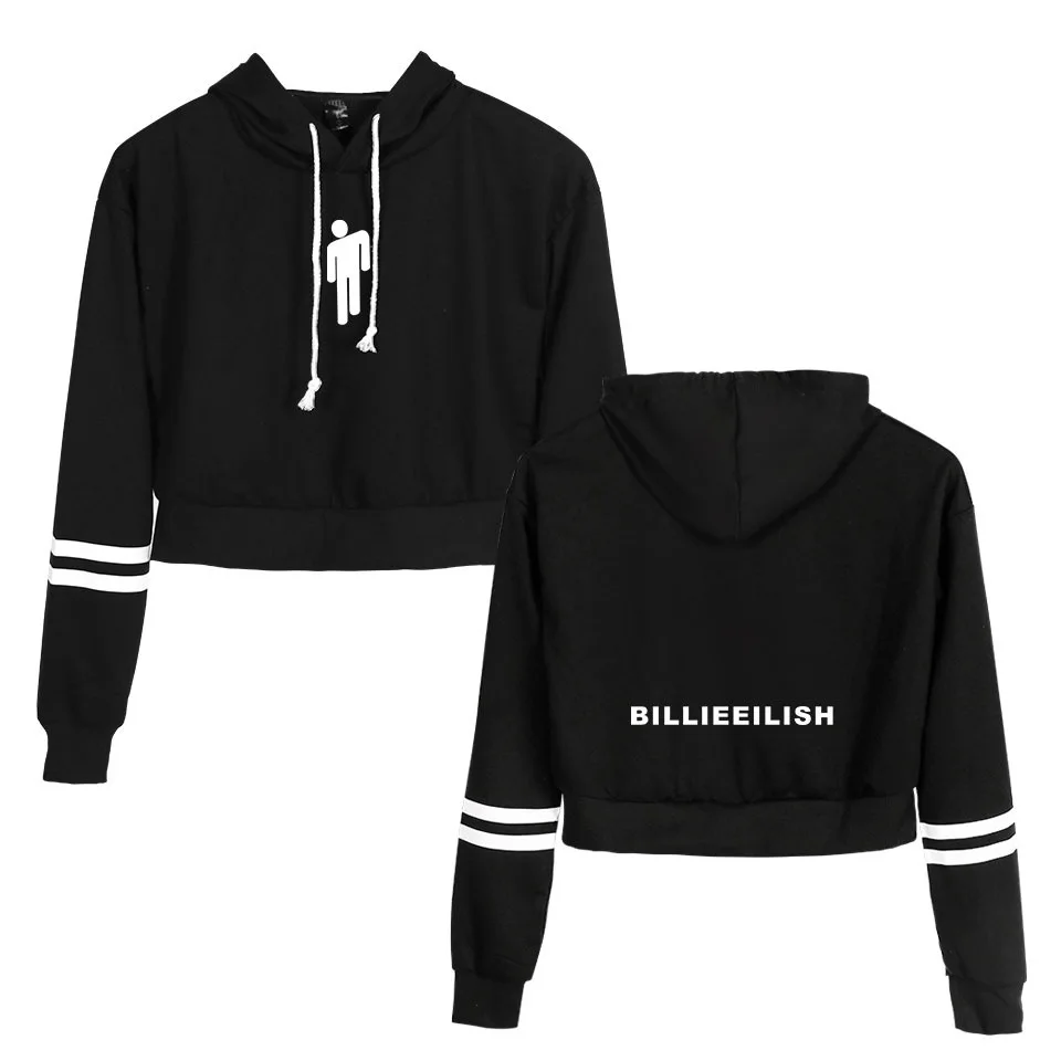 Толстовки в стиле хип-хоп Billie Eilish Kpop, укороченный топ, толстовки, женская сексуальная Весенняя Осенняя хлопковая одежда Billie Eilish, сексуальная одежда для девочек