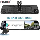 Зеркало заднего вида с видеорегистратором HGDO, Автомобильное зеркало заднего вида 12 '', 4G, ADAS, 4 + 32 ГБ, Android 8,1, FHD 1080P, Wi-Fi, GPS