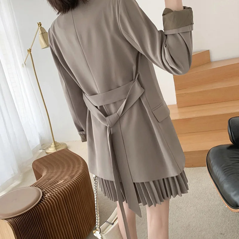 

SONDR Trajes de mujer de alta calidad, de talla grande XL-5XL, novedad de otoo 2019, chaqueta holgada, traje de casual plisado