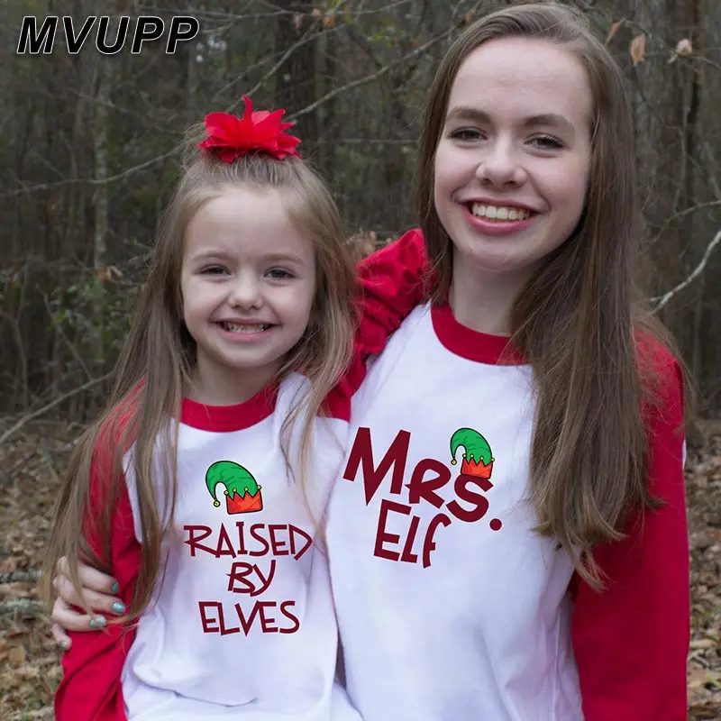 Одинаковые комплекты для семьи мистер эльф Папа мама и я длинная футболка