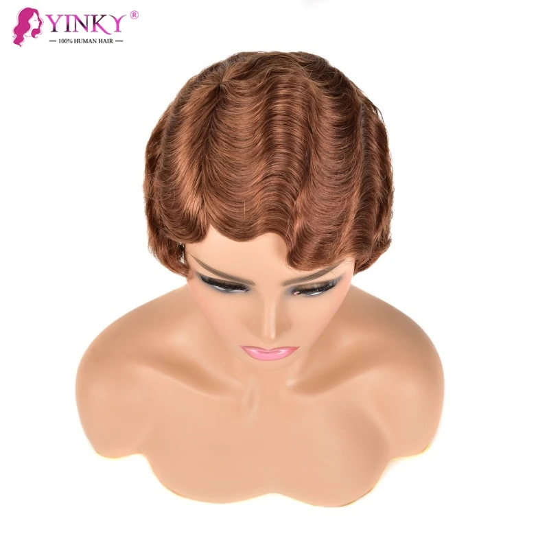 Бразильские короткие парики из человеческих волос волнистые дешевые распродажа