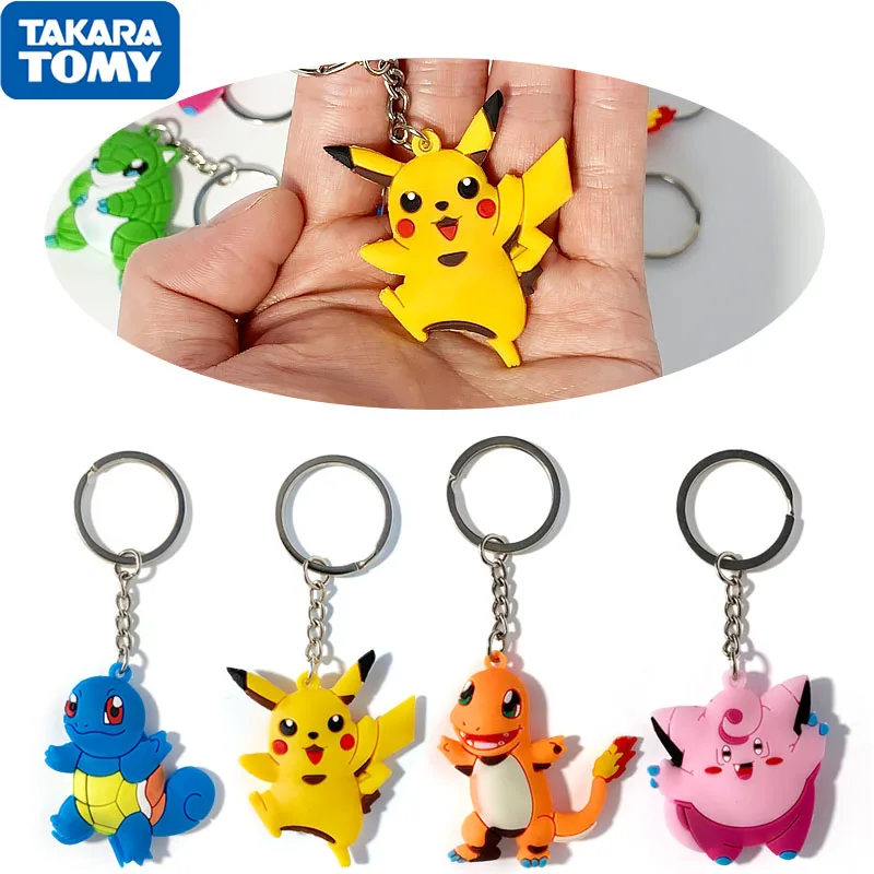 

Pokemon Anime Character Keychain Kawaii Pikachu Double-sided Schoolbag Mobile Phone Pendant Key Ring Children Toy Birthday Gift