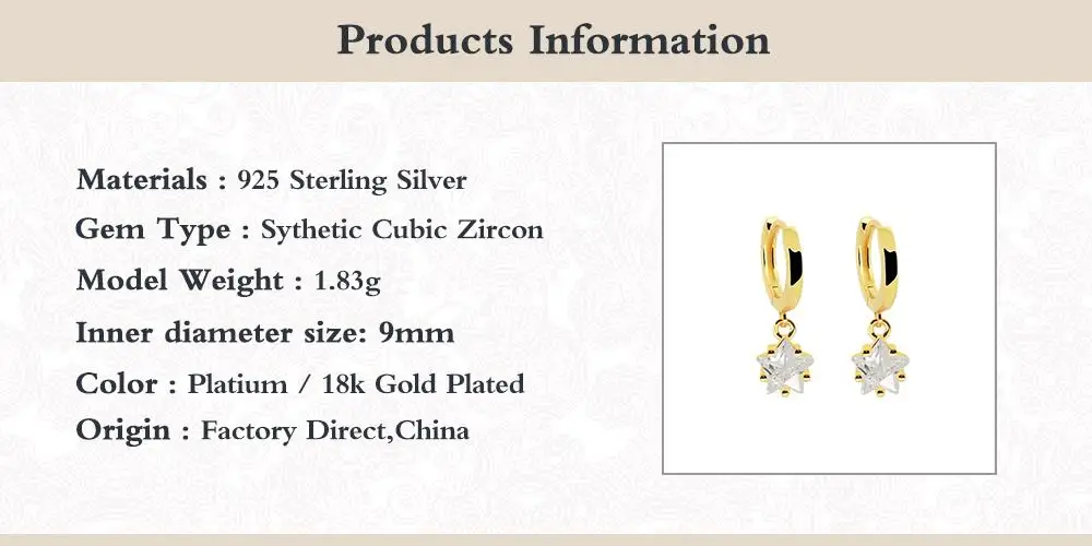 

Aide 925 Sterling Silver Women's Hoop Earrings Boucle Oreille Femme 2020 Five-pointed Star Pendientes Jewelry Gift For Party