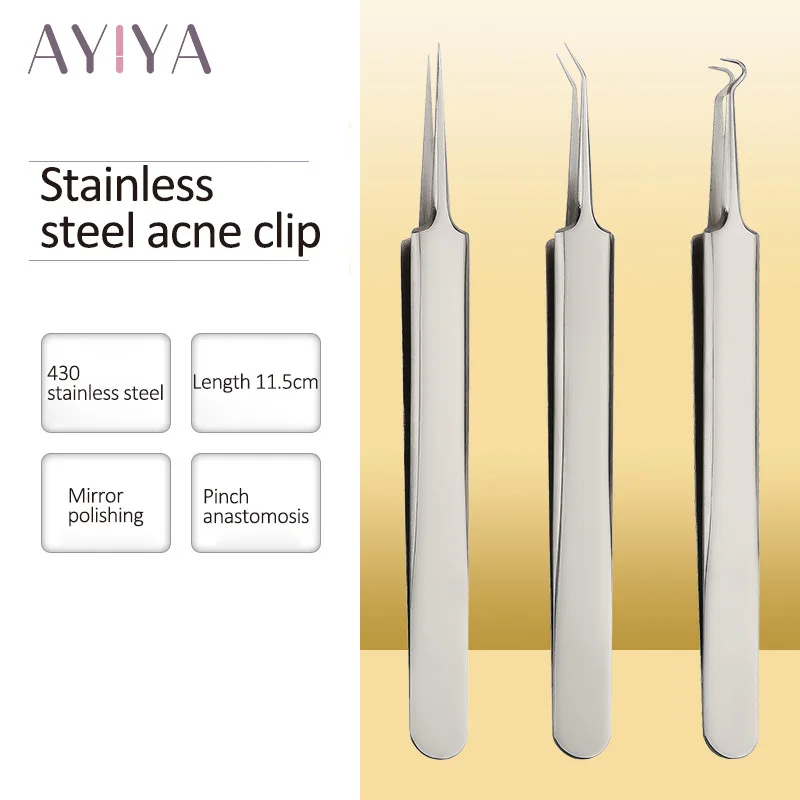 

1PC Blackhead Remover Clip Stainless Steel Acne Remove Needle Blackhead Blemish Pimple Tweezer Face Pore Cleanering Care Tools