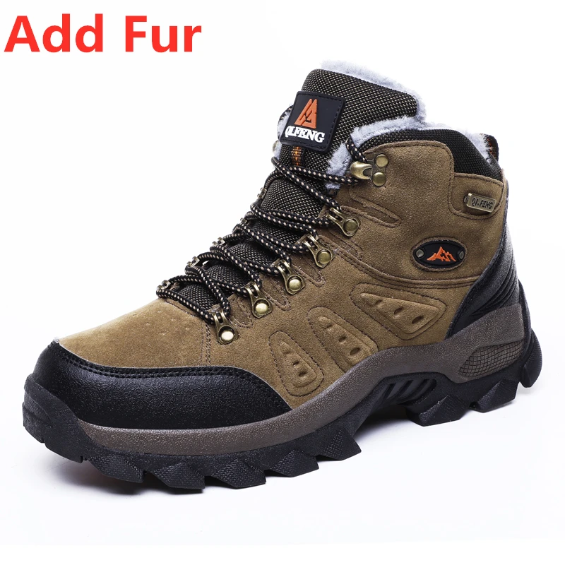 Fur Brown REd Мужские и женские уличные ботинки; Зимние ботильоны; теплая популярная обувь; Мужская замшевая Повседневная зимняя обувь; кожаная прогулочная обувь; ботинки для охоты зимние кроссовки ботинки для бездорожья - Цвет: Fur Brown REd
