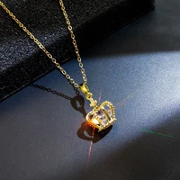 new crown necklace female noble and light luxury titanium steel clavicle chain design and zircon pendant ins jewelry gift