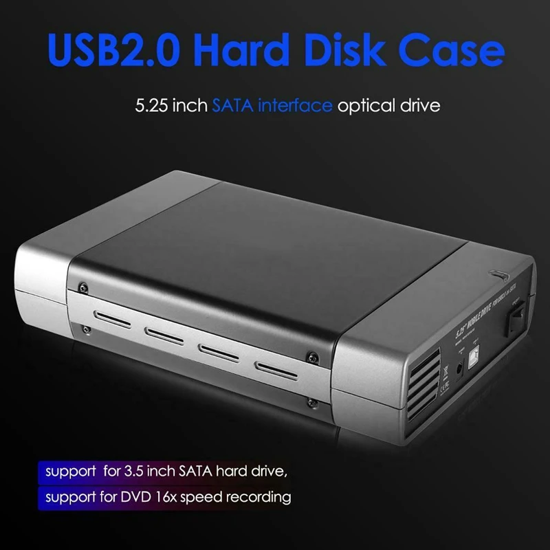 5 25 дюймовый чехол для оптического привода 3 дюйма SATA USB2.0 Внешний HDD CD DVD внешний