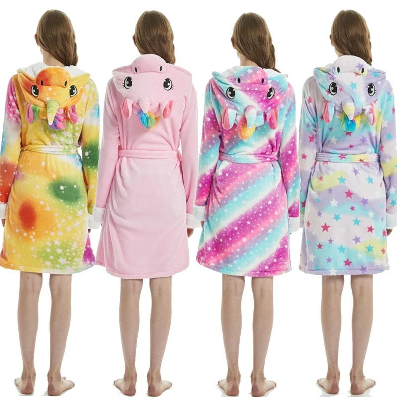 Единорог пижамы взрослых животных фланель женское банное полотенце на липучке