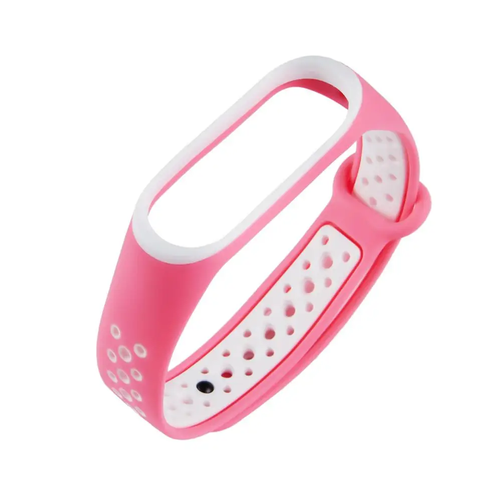 Для mi band 4 спортивный браслет сменный ремешок силиконовый двойной цвет дышащий ремешок для часов для Xiaomi mi band 4 mi band 3 - Цвет ремешка: Pink White