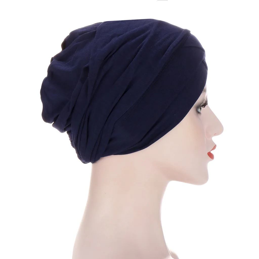 

Long tail crossed forehead Indian hat solid color Muslim scarf