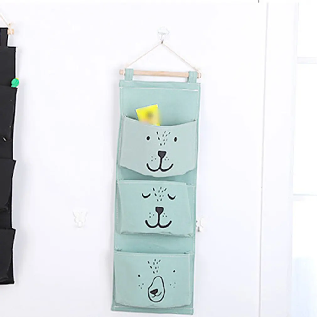 

Fabric Storage Hanging Bag Home Bag Hanging Storage Bag Three Pockets For Children's Room Bedroom Door