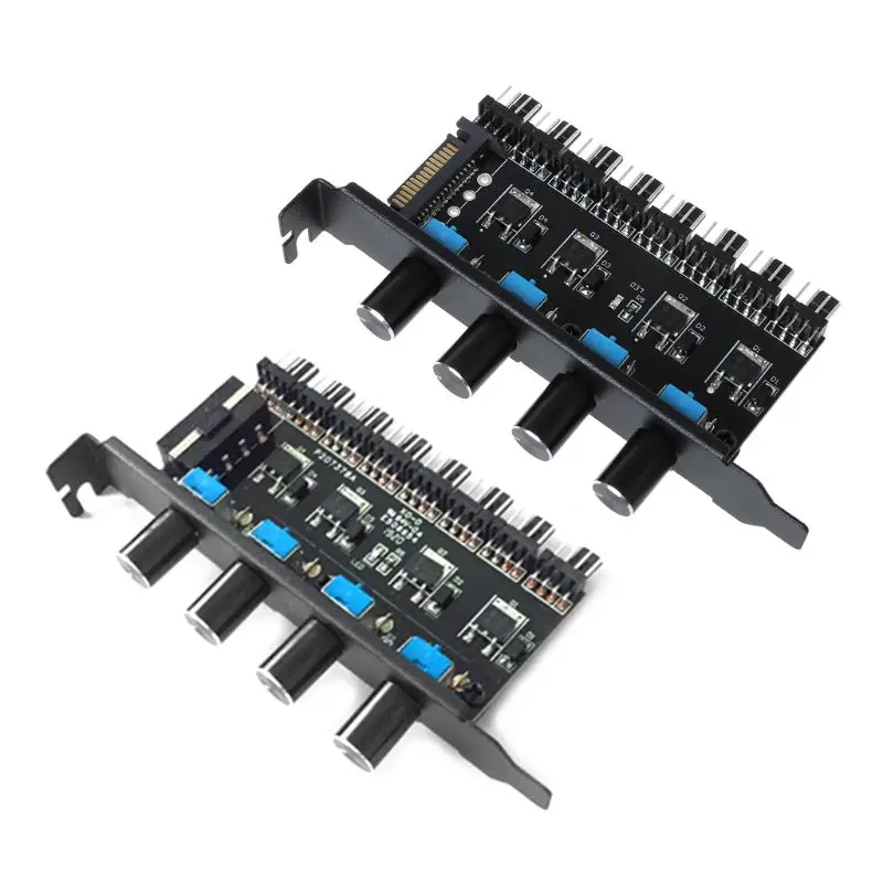 PC 8 Channels Fan Hub 4 Knob Cooling Speed Controller for CPU Case HDD VGA PWM PCI Bracket 12V Control Power Supply | Компьютеры и