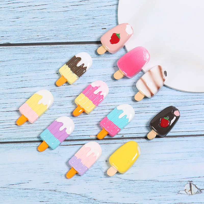

10pcs/lot Simulation Ice Cream Plastic resin Cream glue Stationery box Hair Accessories Mobile Phone Shell DIY Accessories