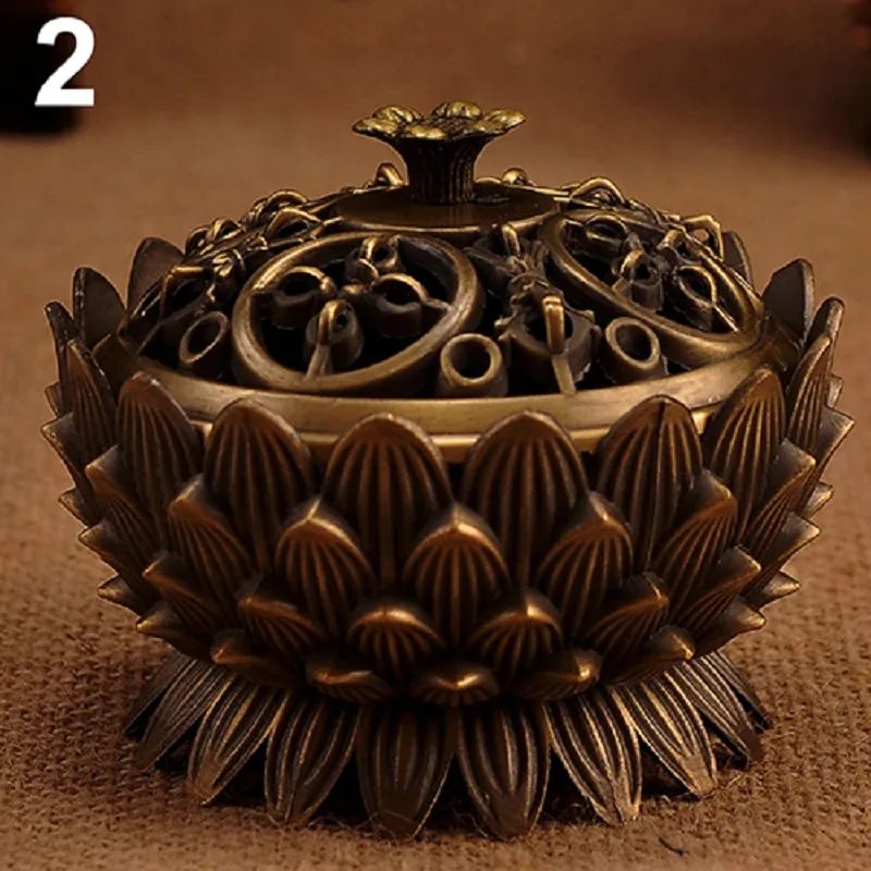 Курильница в форме лотоса из цинково медного сплава латунная мини курильница