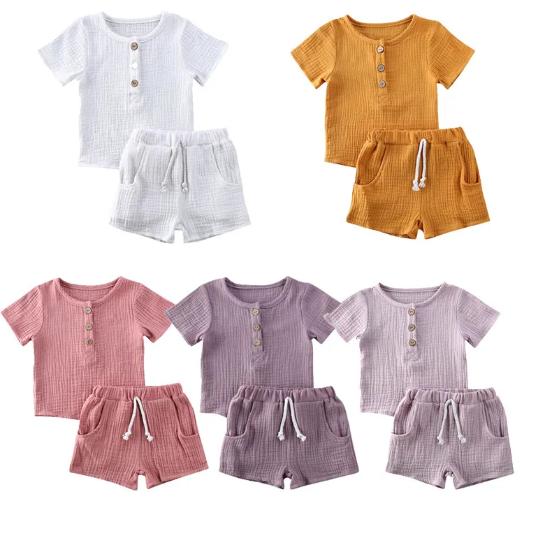 Комплект из 2 предметов для новорожденных девочек и мальчиков хлопковая льняная