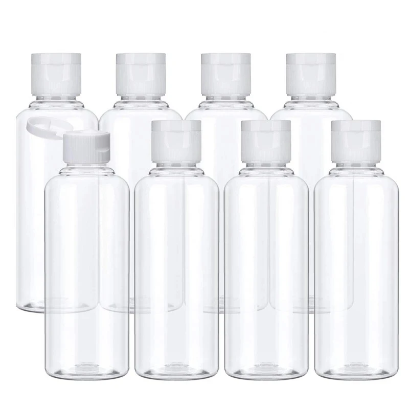 Botellas de plástico 20 piezas para champú, contenedor de viaje para loción cosmética, 10/30/50/60/100/120ml