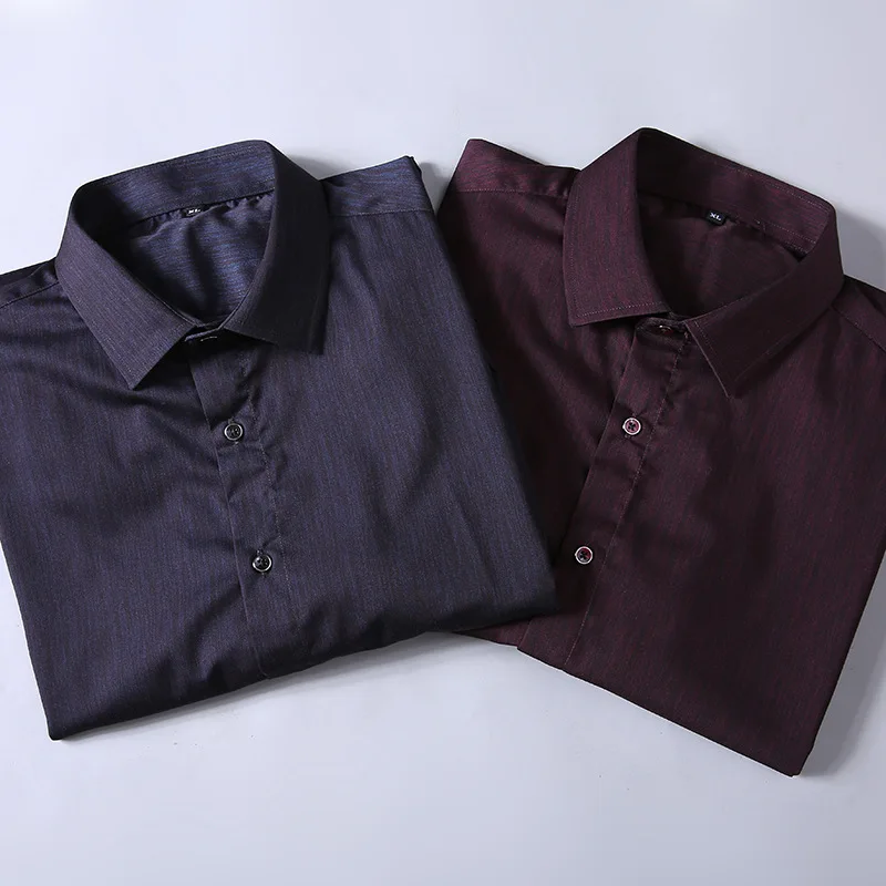 

Autumn new men's fattening plus size business leisure Long Sleeve Shirt Men's fat red long sleeve shirt