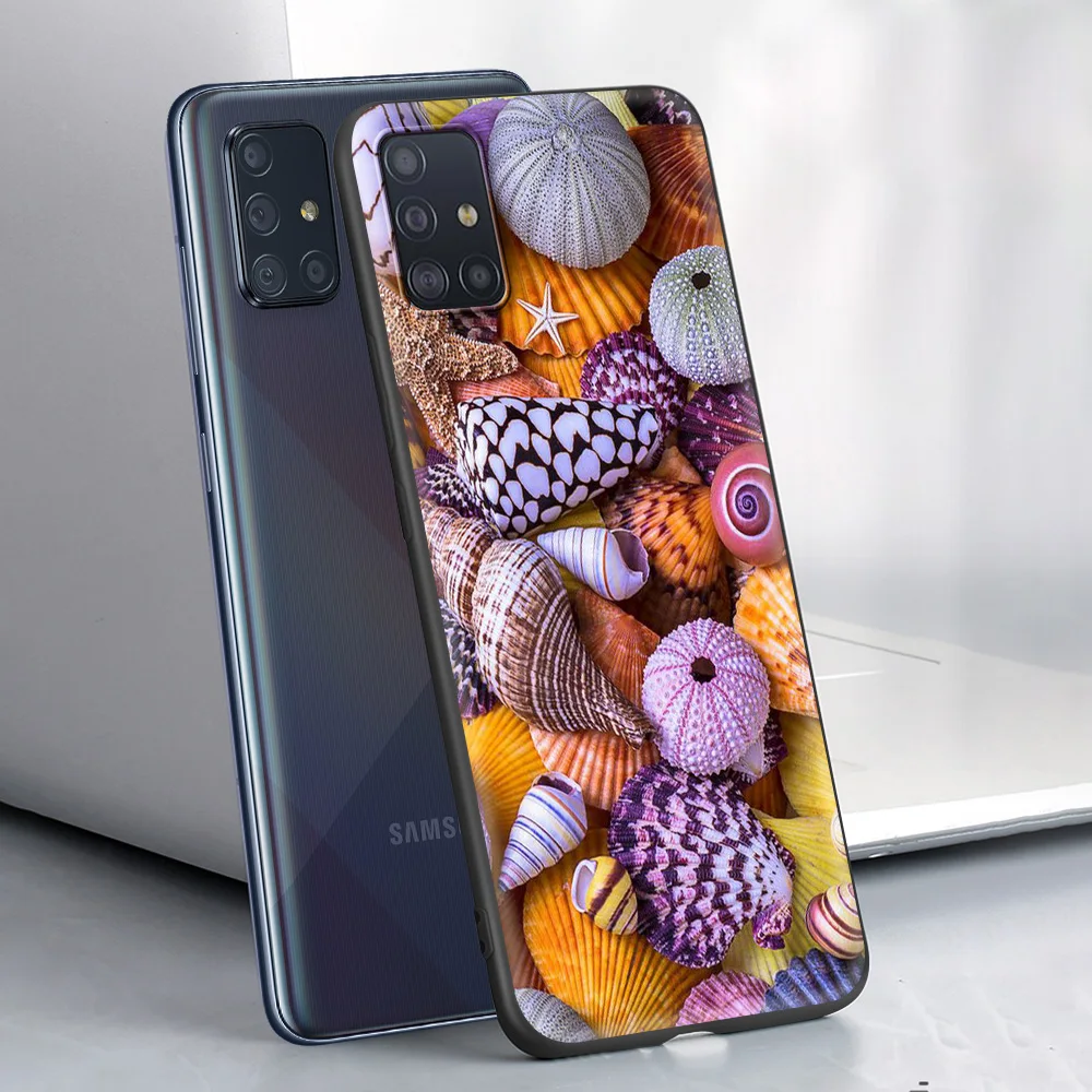 

Cover for Samsung Galaxy A32 A52 A72 4G A12 A21S A51 A71 Phone Case A01 A31 A41 A02S 5G Luxury Shell Colorful Seashell On Sand