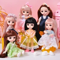 16cm bjd doll 112 13 joints 3d eye cute princess dress makeup dress up fashion dolls with clothes shoes toys for girls gift diy