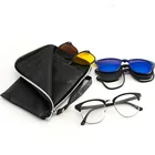 Новинка мужские модные простые очки для близорукости из сплава оправа для женских магнитных солнцезащитных очков 6 в 1 клипса на 2218A