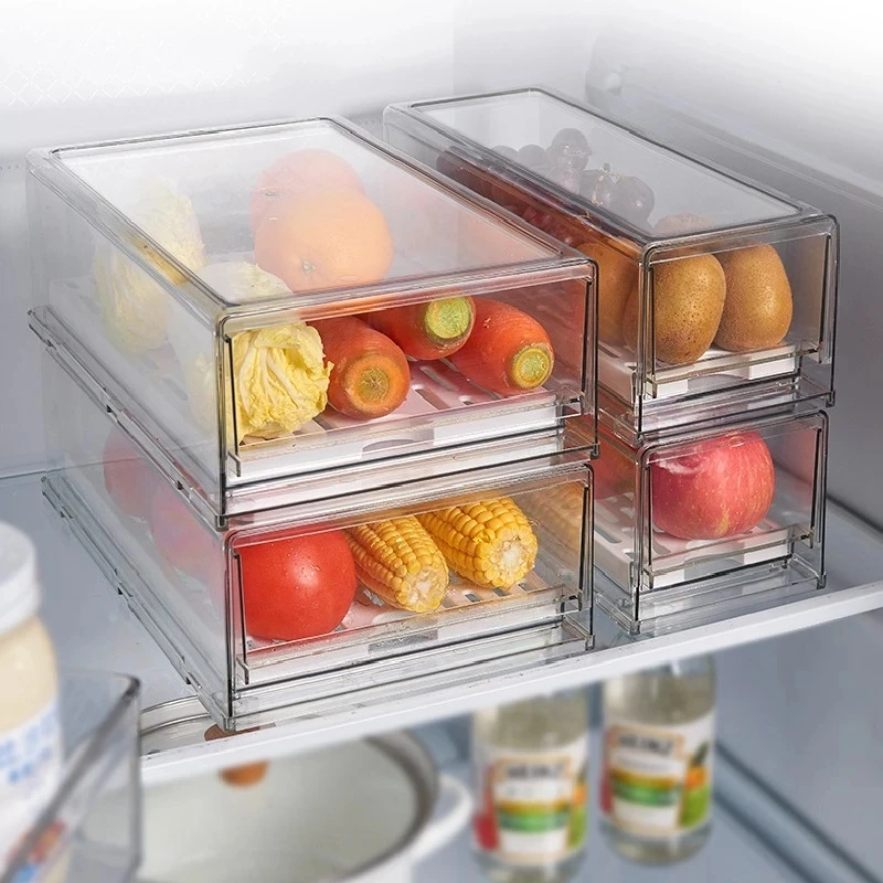 

Refrigerator Storage Box for Kitchen Home Organizer Plastic Food Dumplings In The Refrigerator Drawer Containers Transparent