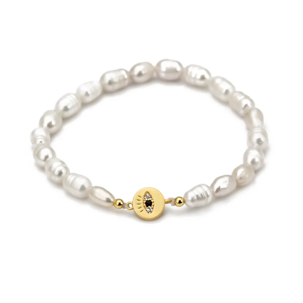 

New Product Trend Freshwater Pearl Bracelet Female Devil's Eye Bracelet Pearl Blue Eye Bracelet Hand Jewelry
