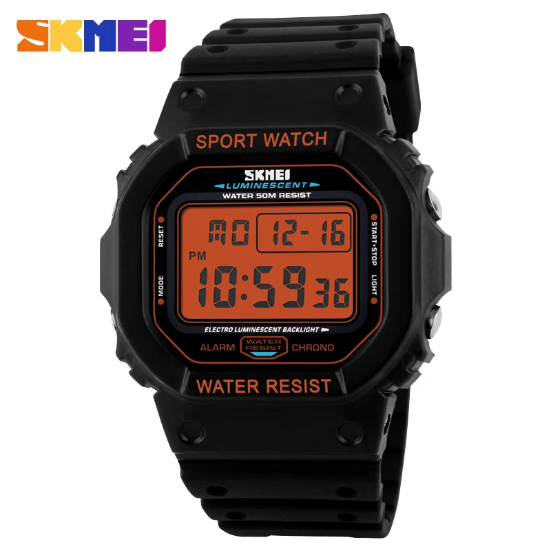 SKMEI Digital Men's Watches Chrono Alarm Calendar Sport Wrist Watch 5Bar Waterproof Male Electronic Clock relogio masculino 1134