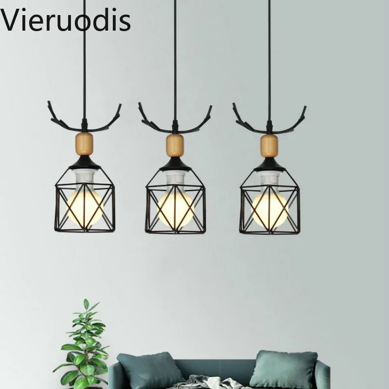 

Nordic Deer Head Glass Pendant Lights Modern 1/3/4 Head Hanging Lamp for Living Room Restaurant Bedside Hall Staircase Lighting