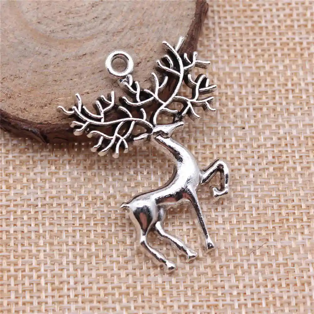 

Earring Charms For Jewelry Making 4pcs Elk Charms 30x42mm Antique Silver Plated