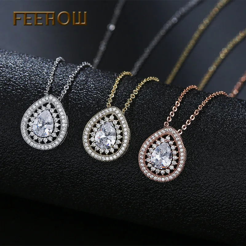 Женские классические серьги FEEHOW простые красивые с кубическим цирконием