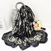 lady dustproof handkerchief scarf sunscreen 180x90cm silk scarves summer leopard print beach towel korean popular yellow shawls