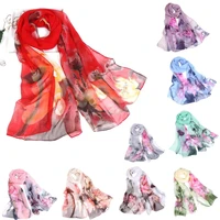 summer new fashion thin silk scarf bandana chiffon hijab women printing long soft wrap scarf simulation ladies shawl scarves