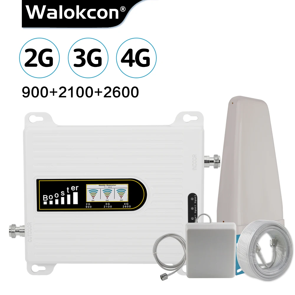 Трехдиапазонный усилитель сигнала сотовой связи 2G 3G 4G GSM 900 WCDMA 2100 LTE 2600 МГц