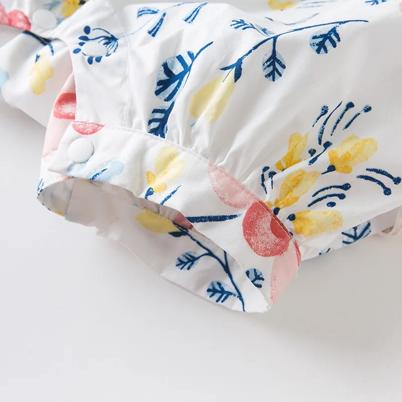 DBA12556 dave bella summer new born baby girls fashion bow floral print jumpsuits infant toddler clothes children romper 1 piece | Детская