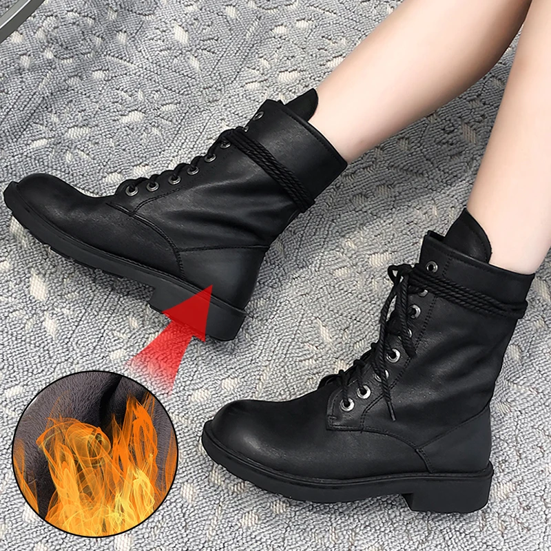 Женские ботинки-мартинсы из натуральной кожи на низком каблуке размеры 34-43 |