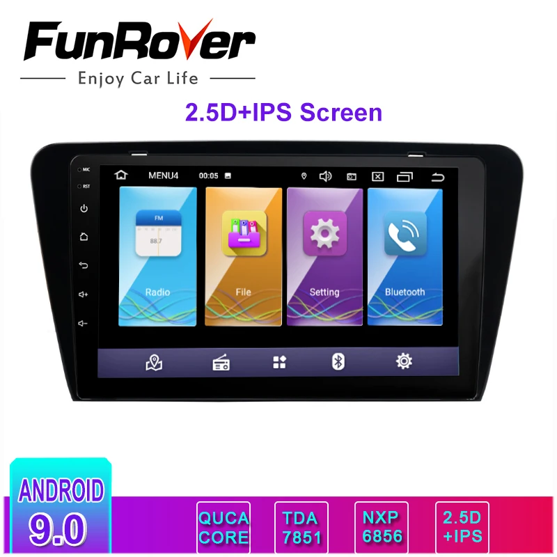 Funrover 2.5D + IPS 2 din Android 9 0 Автомобильный мультимедийный dvd плеер для Skoda Octavia 2014 Стерео