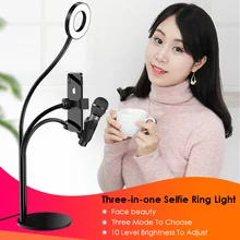 LICHEERS Cell Phone Mobile Holder for Youtube Live Stream Camera Lamp for iPhone Xiaomi  Android Studio Selfie LED Ring Light