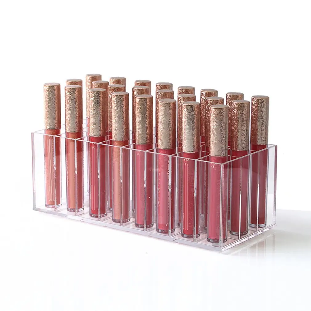 24 Grids Makeup Organizer Acrylic Lipstick Storage Box Cosmetic Display Stand Holder Jewelry Case|Наборы для макияжа| |