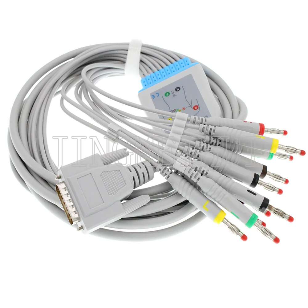 Compatível com Carewell Cabo de 10 Chumbo Ekg 3.0din 4.0 Banana Snap Clip Animal Veterinário Leadwire. Ecg-1101 – 1103 1112 T12