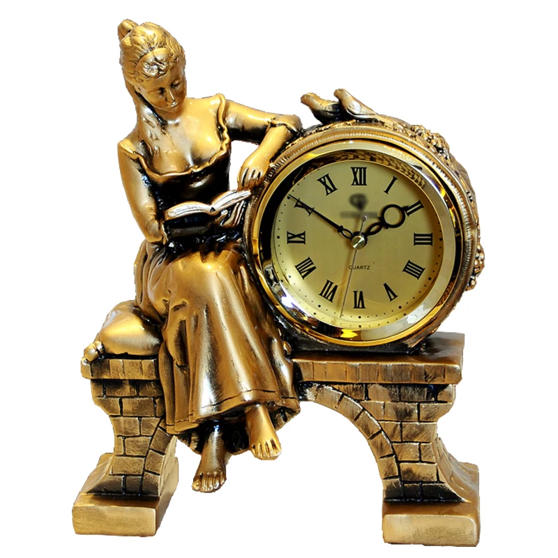 

Настольные часы в Европейском стиле, винтажные настольные украшения для гостиной, прикроватной тумбочки, для девушек, для чтения, скульптур...