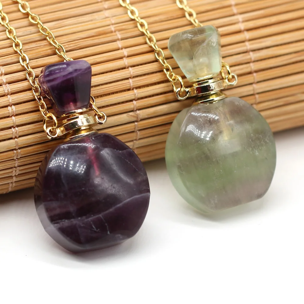 

Natural Stone Perfume Bottle Necklace Exquisite Pendant Chain Length 60+5cm Specification 20x35mm