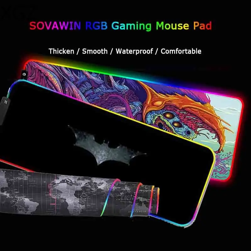 

Игровой коврик для мыши XGZ, большой игровой коврик для мыши со светодиодсветодиодный подсветкой RGB 11Usb, компьютерный коврик с подсветкой, рез...