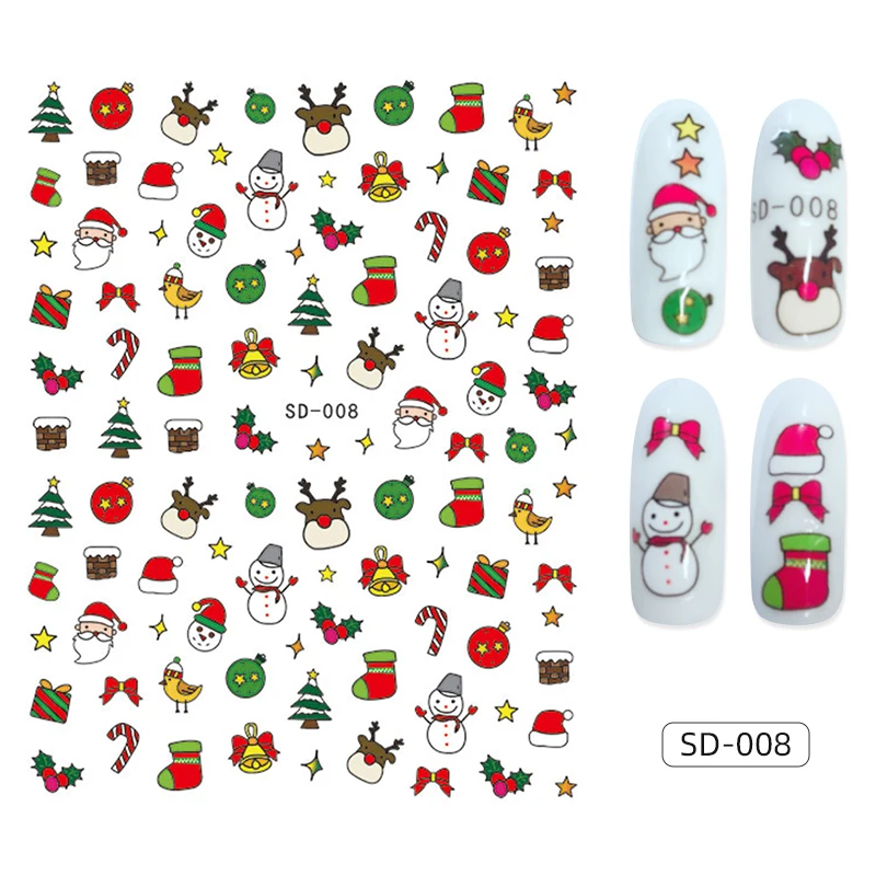 

Christmas Nail Art Stickers Santa Deers Tree Snowman Cute Design Sliders Winter Nail Water Decals Manicure Tattoos