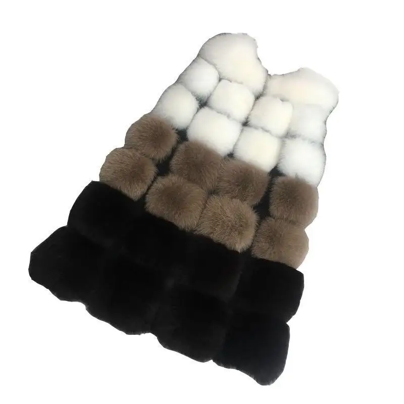 

Fashion Fur Coat women high Imitation Fur Vest Jacket Mixed colors medium-long-style Women Faux Coat
