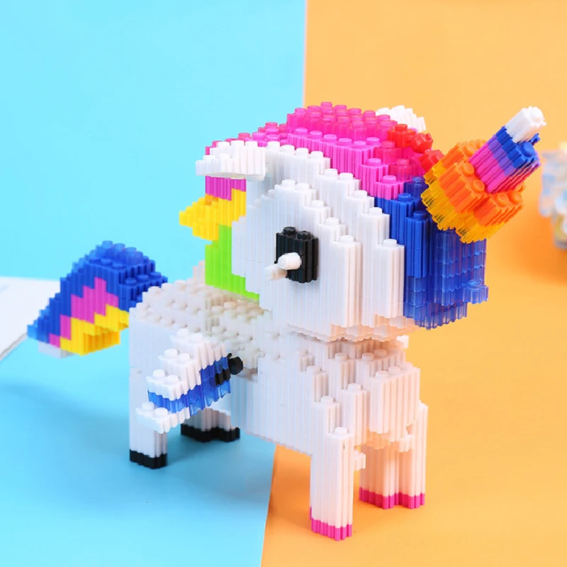 

2020pcs Anime Rainbow Pony Animal 3D Model Building Blocks Pet Unicorn DIY Hand-Assembled Bricks Children's Toys Gifts for Girls