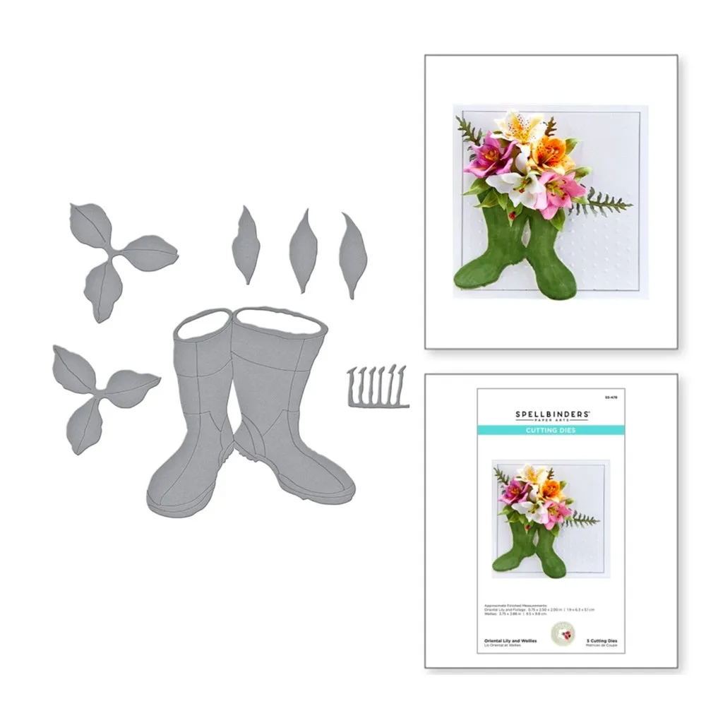 

Oriental Lily and Wellies Etched Dies Metal Die Cutting 2021 New Die Molds Scrapbooking Paper Making Cuts Crafts Big Dies