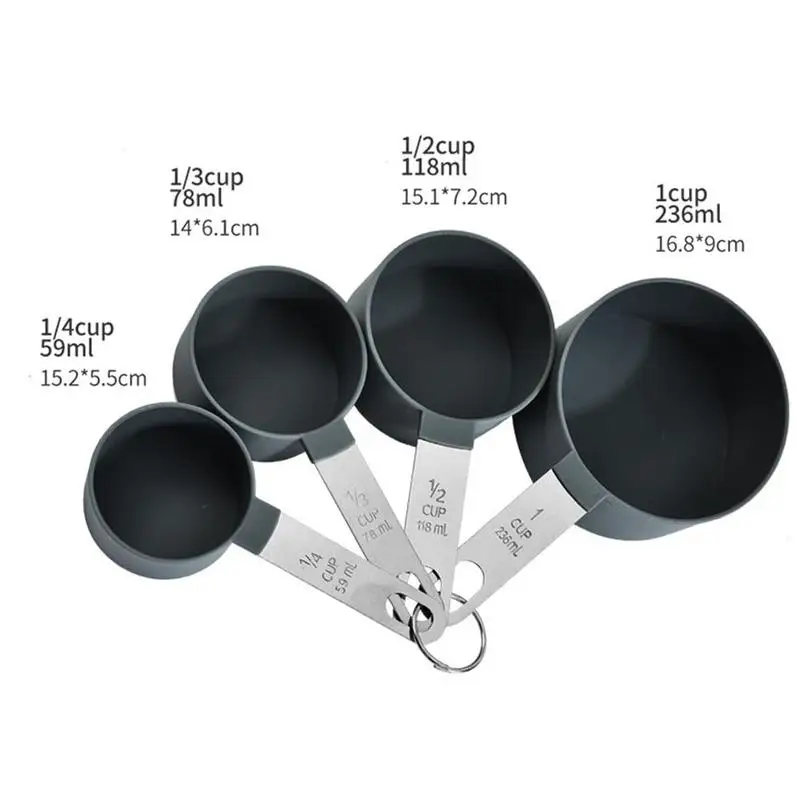 

4 Pcs/Set Kitchen Cooking Accessories Tea Coffee Measuring Tools New Steel Durable Measuring Cup Measuring Spoon Set E2N7
